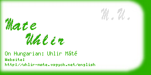 mate uhlir business card